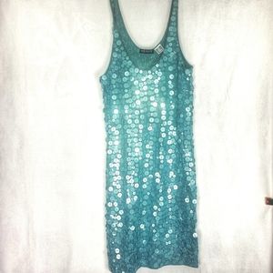 VENUS Aqua Sequins Tank Mini Dress